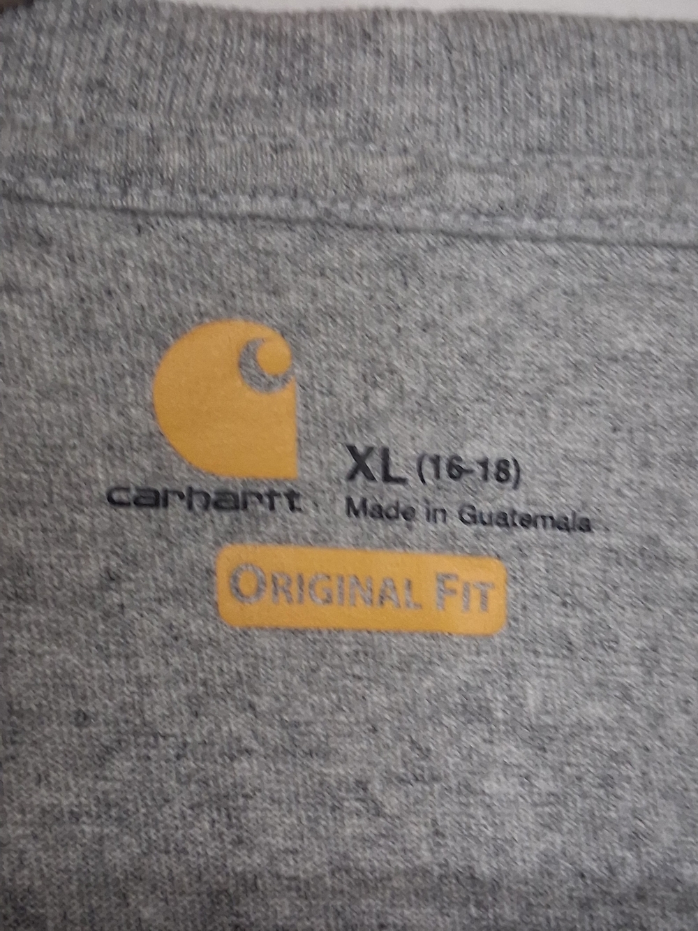 Carhartt Original Fit Gray Long Sleeve Logo Sleeve T-Shirt Youth XL 16/18 Cotton - Picture 4 of 11